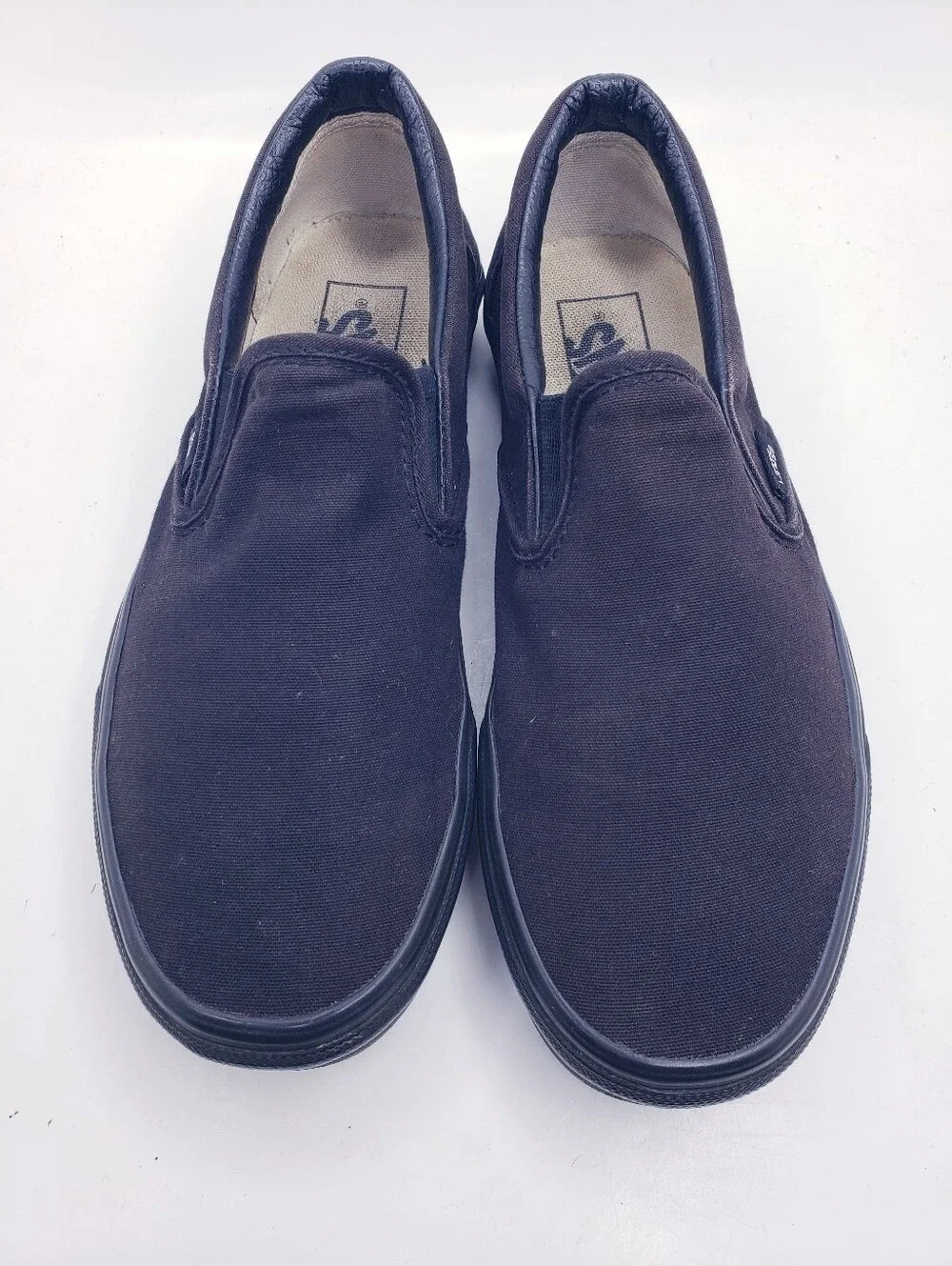 Vans All Black Canvas Classic Slip On Casual Shoes Unisex Women's 8 Men's 6.5